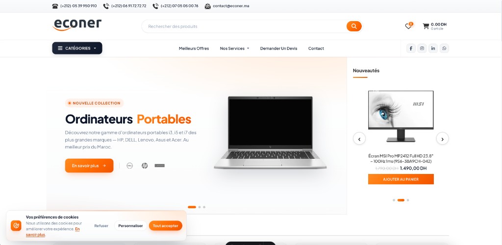 Econer — E-commerce informatique au Maroc
